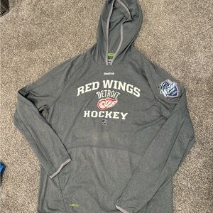 Reebok Gray Detroit Red Wings Hockey Hoodie